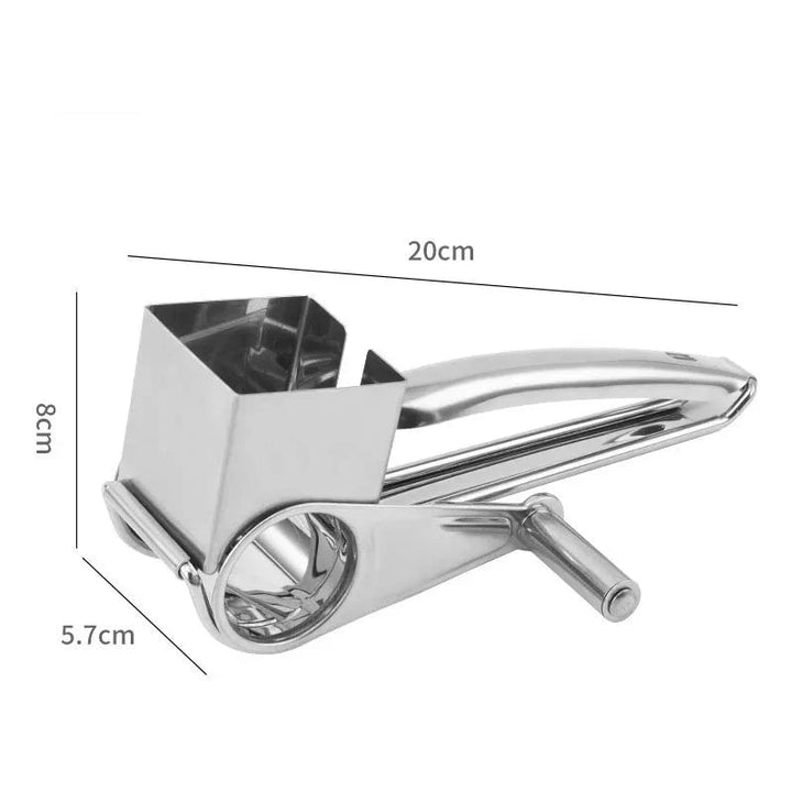 Stainless steel cheese grater with interchangeable blades