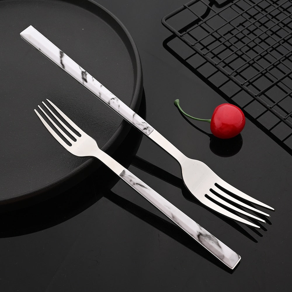 Stainless Steel Cutlery Set Imitation Marble Handle Tableware Viskana