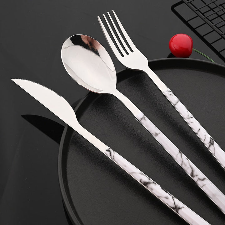 Stainless Steel Cutlery Set Imitation Marble Handle Tableware Viskana