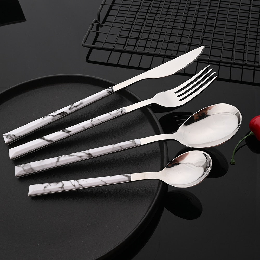 Stainless Steel Cutlery Set Imitation Marble Handle Tableware Viskana