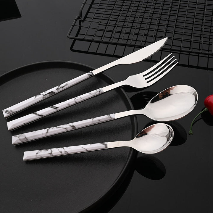 Stainless Steel Cutlery Set Imitation Marble Handle Tableware Viskana
