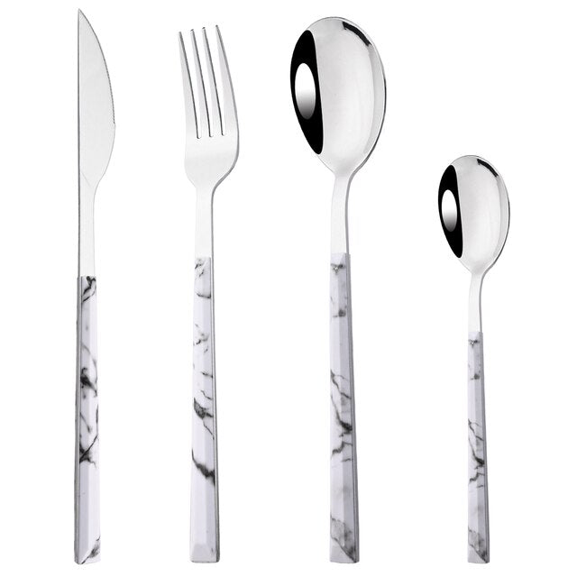 Stainless Steel Cutlery Set Imitation Marble Handle Tableware Viskana