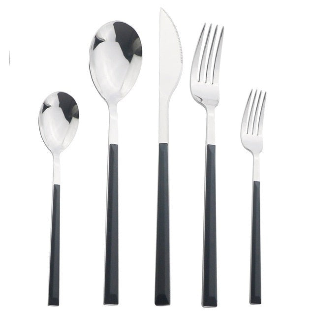 Stainless Steel Dinnerware Set Imitation Wood Marble Handle Set Viskana