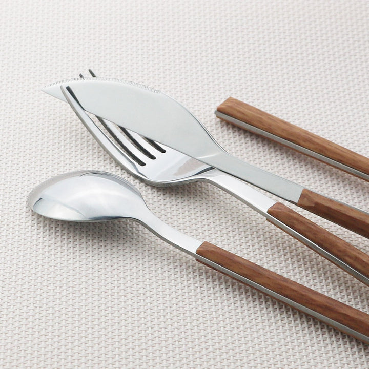 Stainless Steel Dinnerware Set Imitation Wood Marble Handle Set Viskana