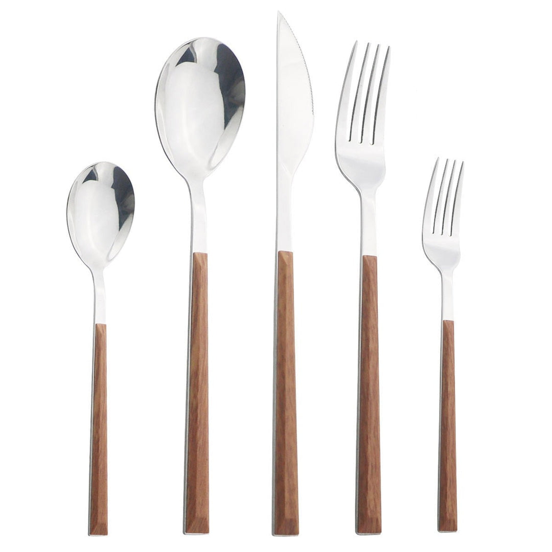 Stainless Steel Dinnerware Set Imitation Wood Marble Handle Set Viskana