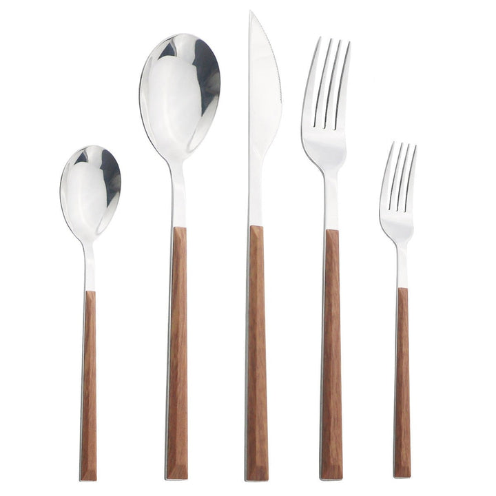 Stainless Steel Dinnerware Set Imitation Wood Marble Handle Set Viskana