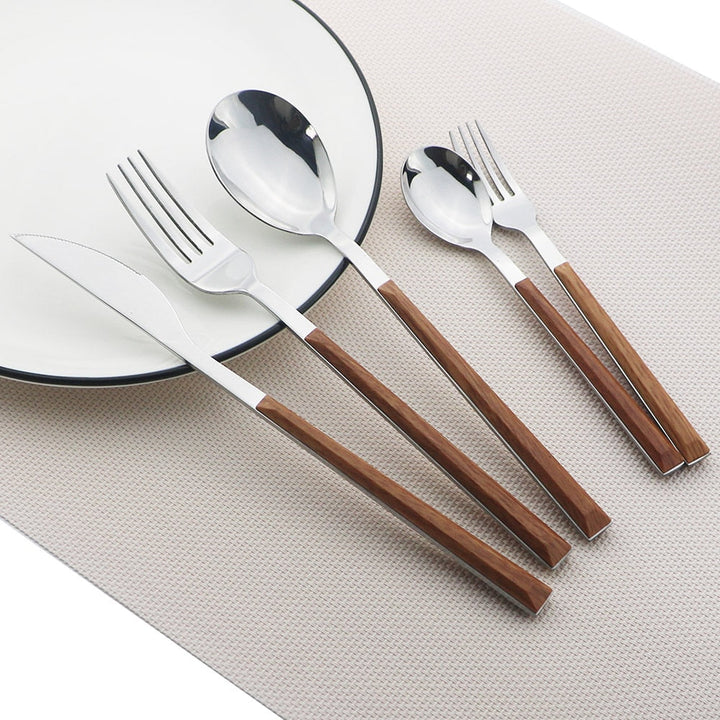Stainless Steel Dinnerware Set Imitation Wood Marble Handle Set Viskana