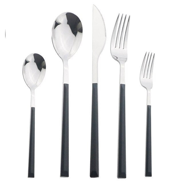 Stainless Steel Dinnerware Set Imitation Wood Marble Handle Set Viskana