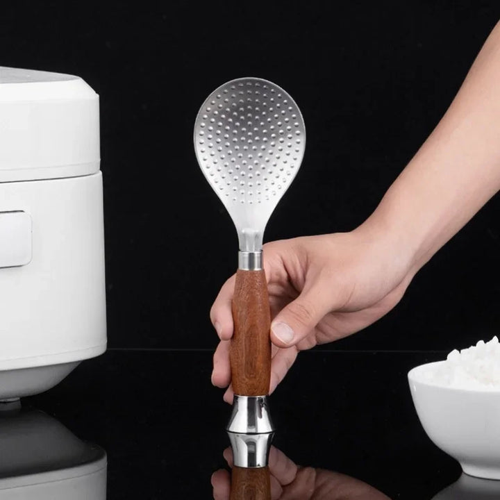Stainless Steel Rice Scoop with Wooden Handle Non-Stick Rice Spatula Viskana