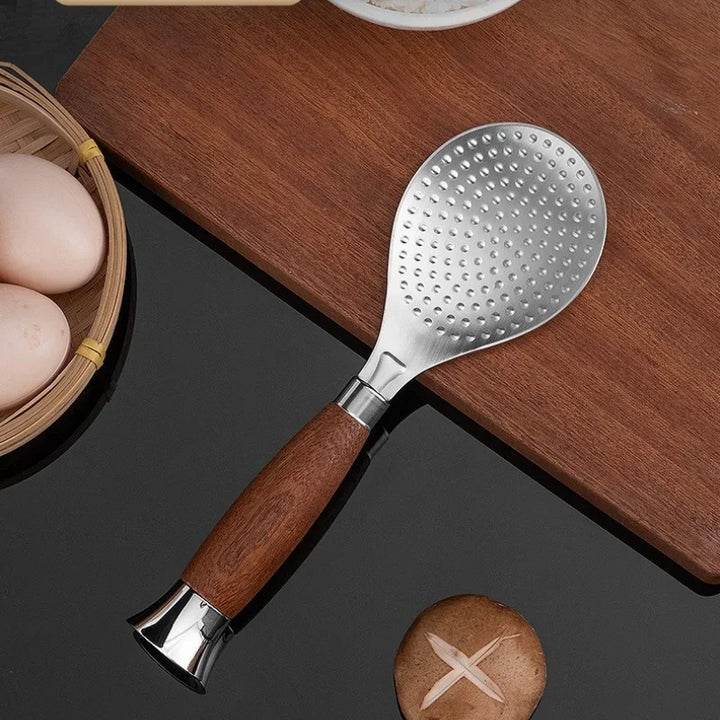 Stainless Steel Rice Scoop with Wooden Handle Non-Stick Rice Spatula Viskana