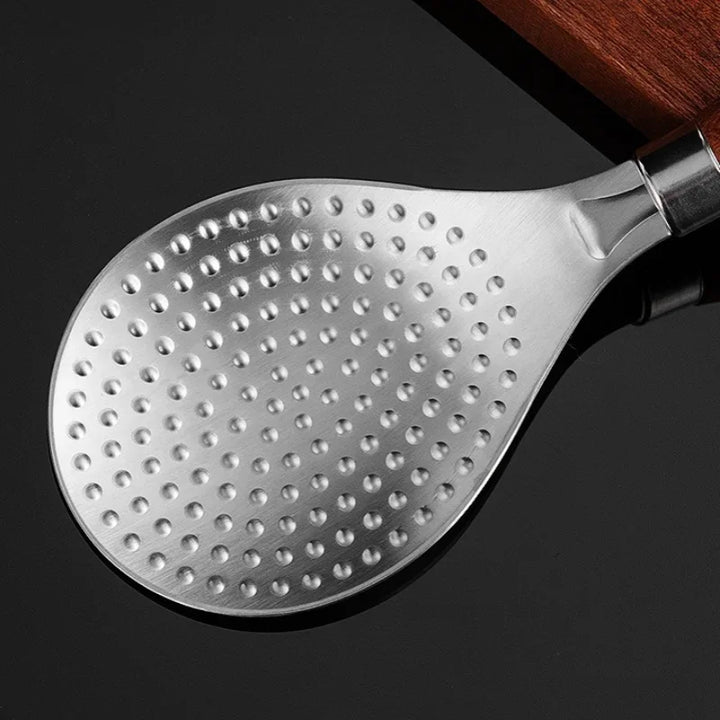 Stainless Steel Rice Scoop with Wooden Handle Non-Stick Rice Spatula Viskana