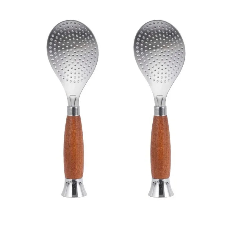 Stainless Steel Rice Scoop with Wooden Handle Non-Stick Rice Spatula Viskana