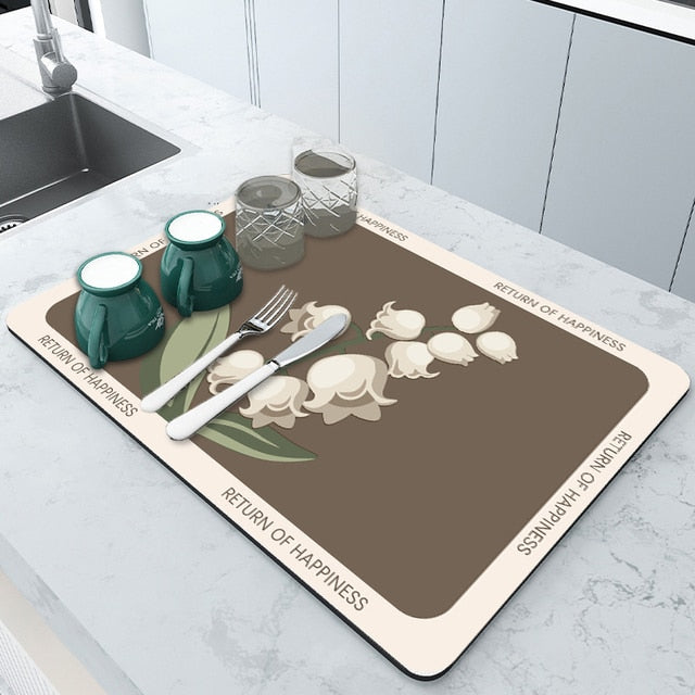 Super Absorbent Draining Mat Kitchen Bathroom Faucet Absorbent Mat Viskana