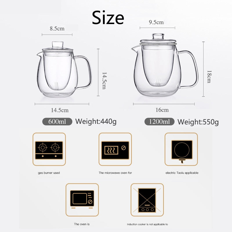 Teaware Glass Teapot for Stove Heat Resistant Explosion Tea Infuser | Viskana