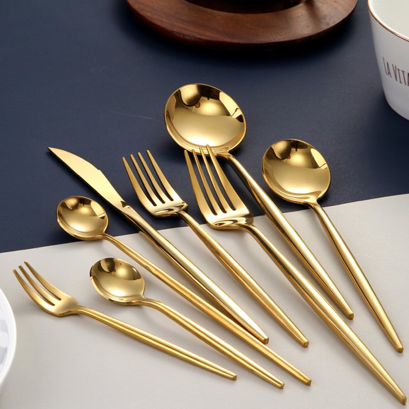 Viskana RoyalGlimmer Gold Cutlery Set - Gold Cutlery Set for a Luxurious Table Decoration