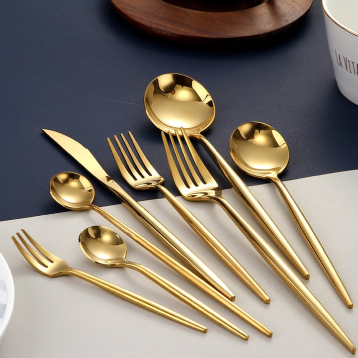 Viskana RoyalGlimmer Gold Cutlery Set - Gold Cutlery Set for a Luxurious Table Decoration