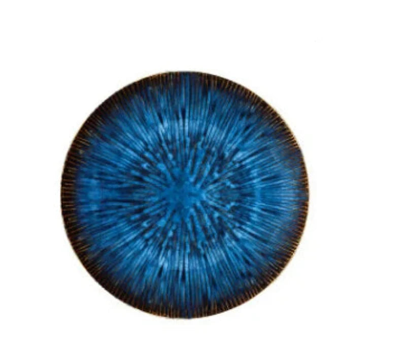 Western Style Ceramic Dish Deep Blue Pasta Plate Kitchen Tableware Viskana