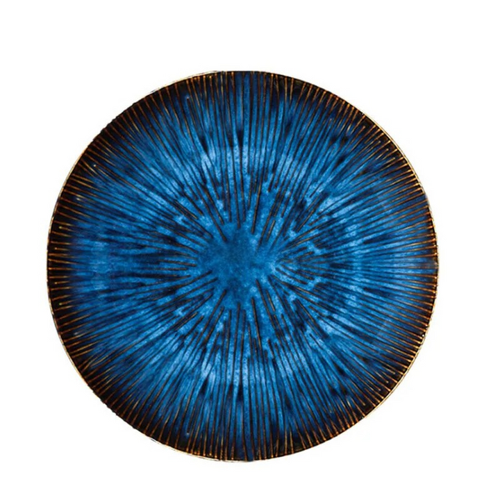 Western Style Ceramic Dish Deep Blue Pasta Plate Kitchen Tableware Viskana