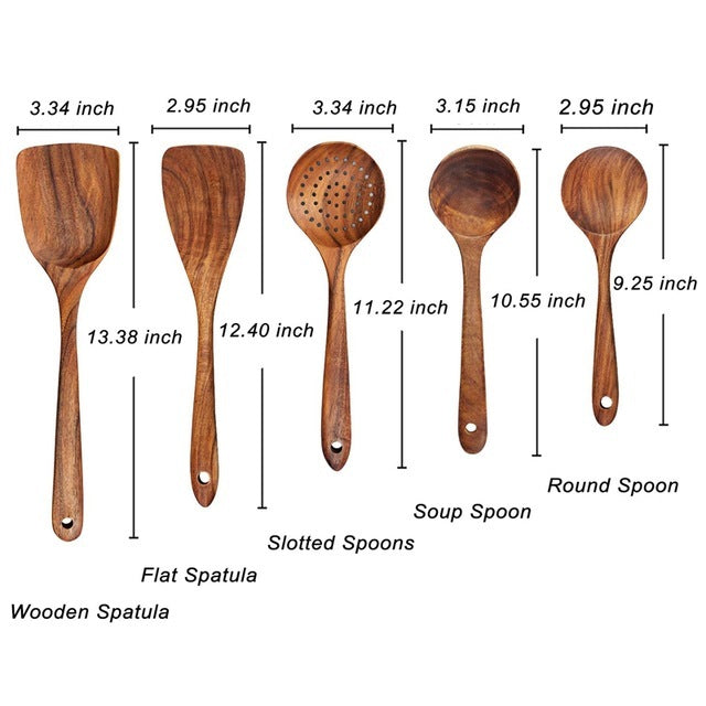 Natural Wood Tableware and Kitchen Tool Set - Non-Scratch & Easy to Clean Viskana